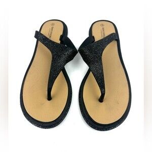 Discovery Black Shimmer Thong Sandals Sz 9